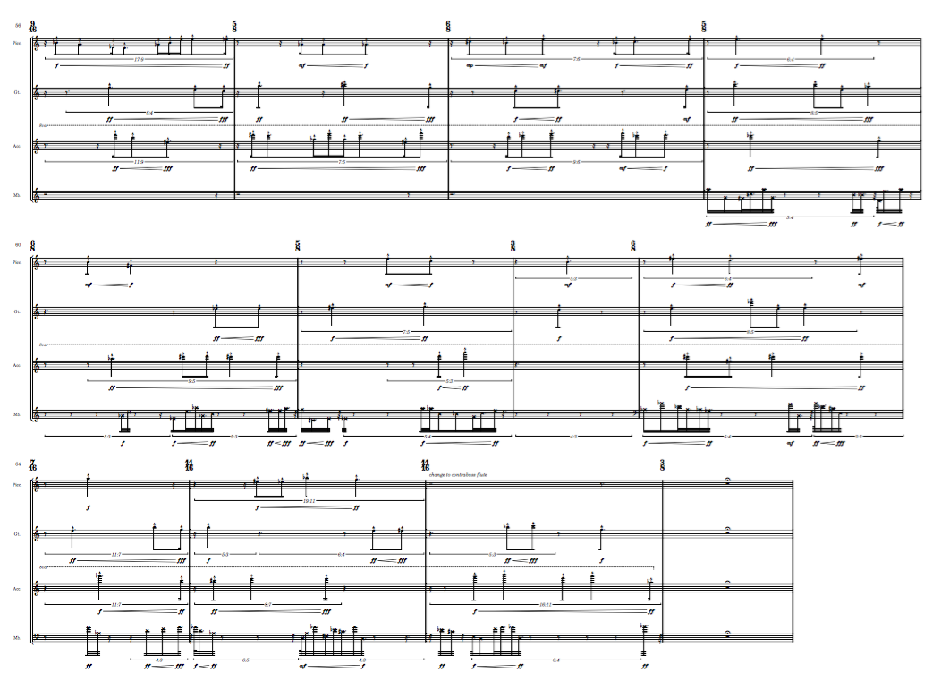 Page 5 of L'archipel du corps (2011)
                      for flute, guitar, accordion & percussion