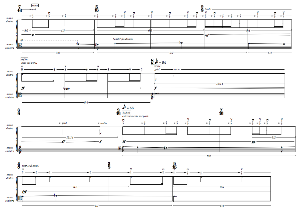 Page 6 of Traiettorie inargentate (2013) for cello
